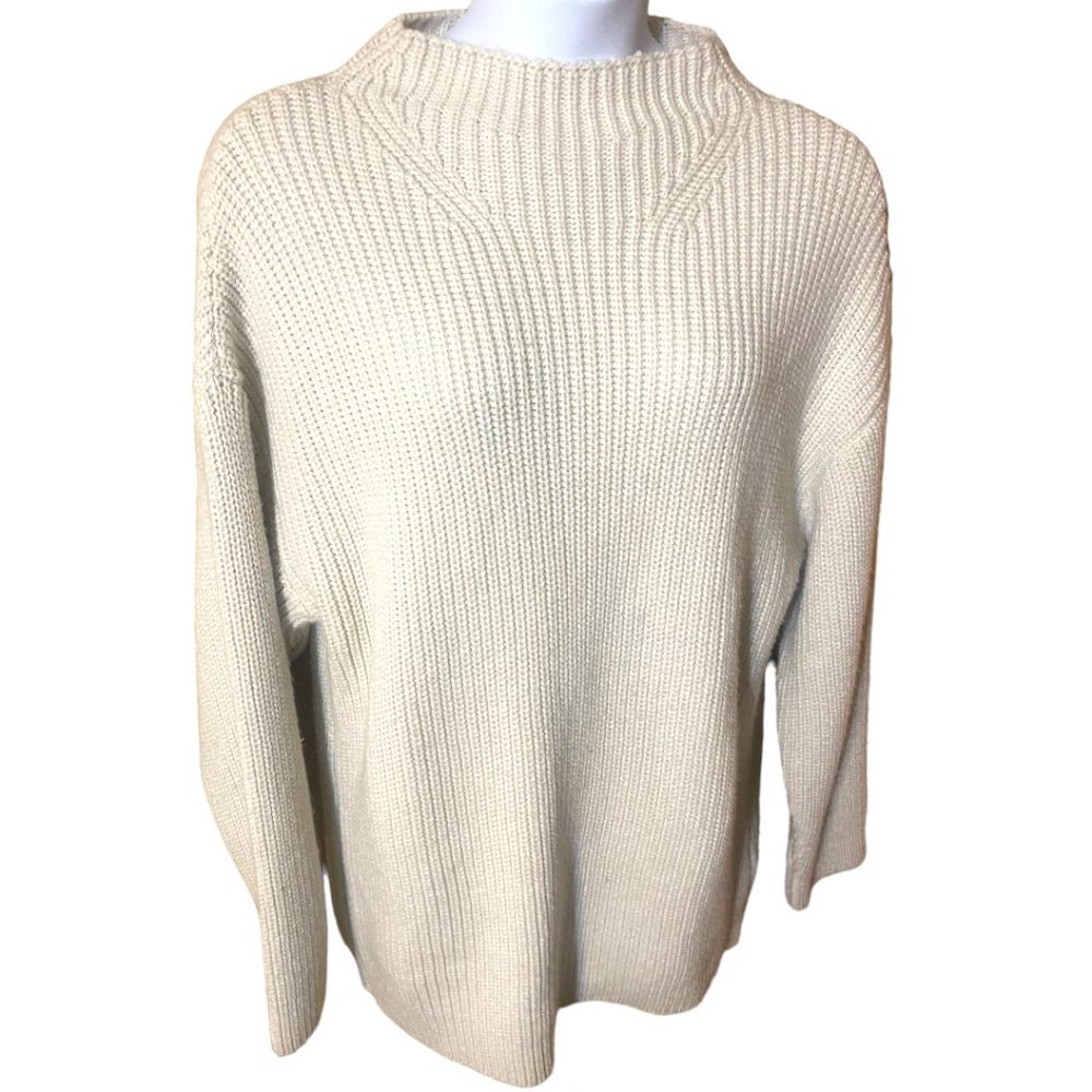 ZARA creamy tan oversized chunky knit high collared sweater - women's XL